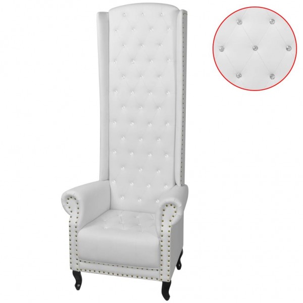 Sillón de respaldo alto cuero sintético blanco D