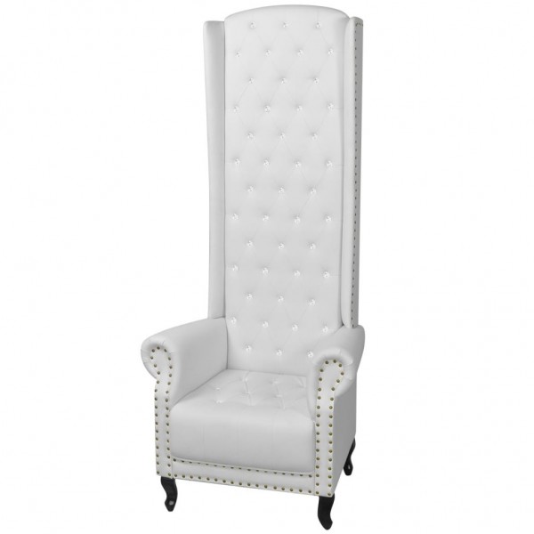Sillón de respaldo alto cuero sintético blanco M 2