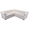 Sofá de canto Chesterfield 5 lugares couro artificial branco 2
