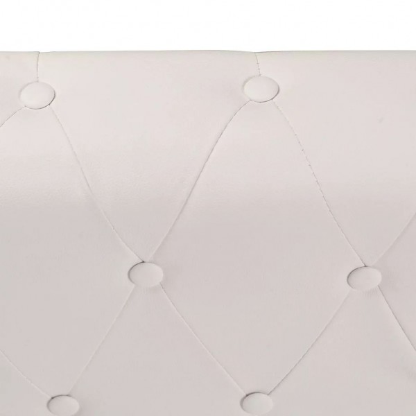 Sofá de esquina Chesterfield 6 plazas cuero artificial blanco M 5