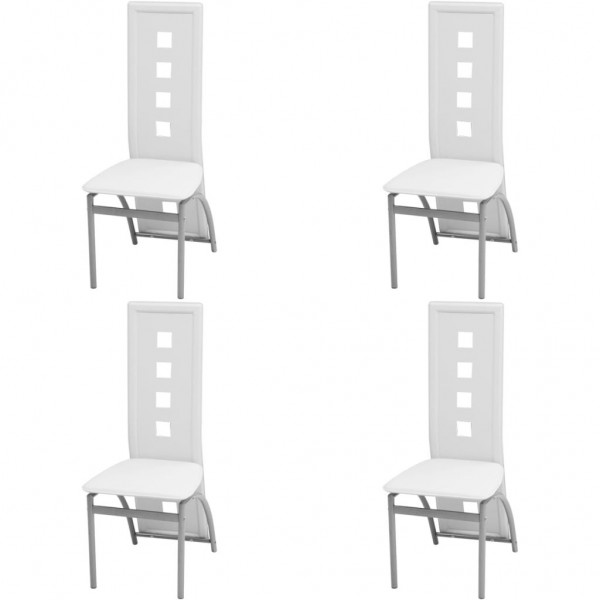 Sillas de comedor 4 unidades cuero sintético blanco D