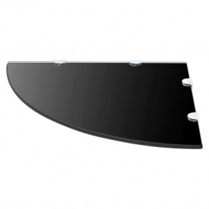 Prateleira canto. suportes cromados. vidro preto 45x45cm H