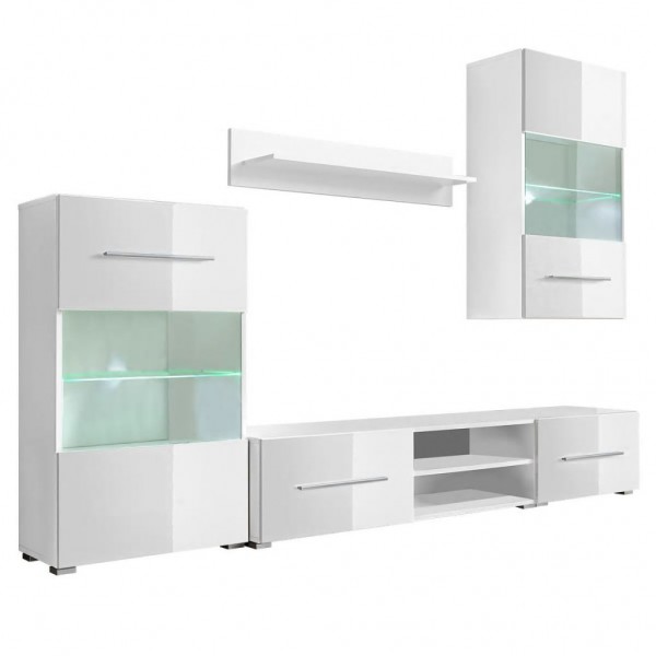 Juego de muebles de salón 5 piezas con iluminación LED blanco M 2