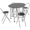 Conjunto de comedor plegable 5 piezas MDF negro 1