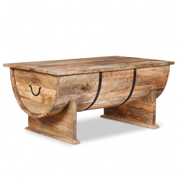 Mesa de centro de madera de mango maciza 88x50x40 cm D