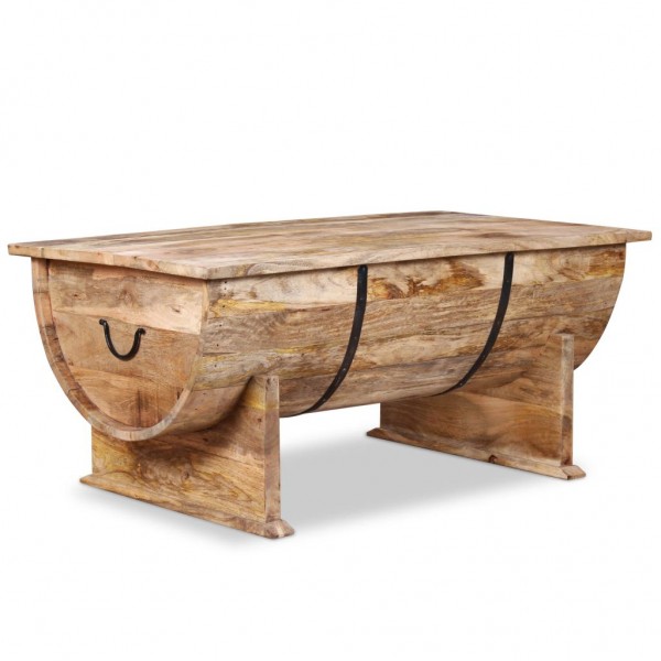 Mesa de centro de madera de mango maciza 88x50x40 cm M 3