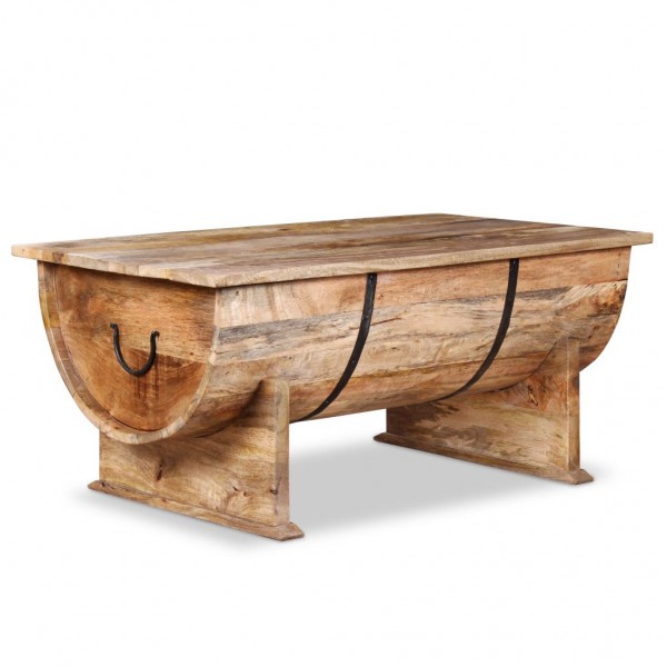 Mesa de centro de madera de mango maciza 88x50x40 cm M 4