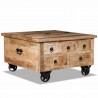 Mesa de centro de madera de mango rugosa 70x70x40 cm 4