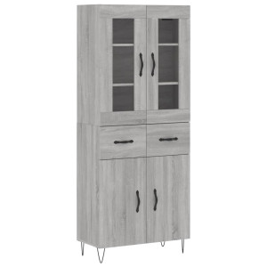 Aparador alto madera contrachapada gris sonoma 69.5x34x180 cm H