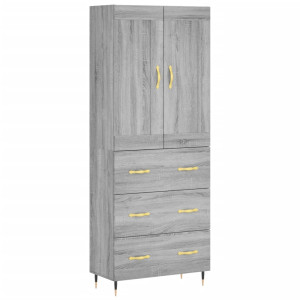 Aparador alto madera contrachapada gris sonoma 69.5x34x180 cm H