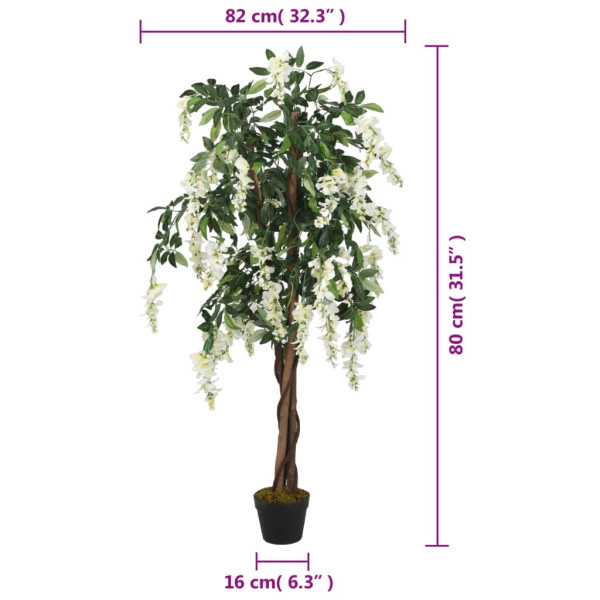 Árbol de wisteria artificial 560 hojas verde y blanco 80 cm M 5