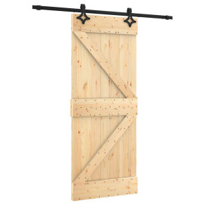 Puerta corredera con herrajes madera maciza de pino 85x210 cm H