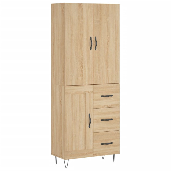 Aparador alto madera contrachapada color roble 69.5x34x180 cm M 2