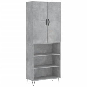 Aparador alto madera contrachapada gris hormigón 69.5x34x180 cm H