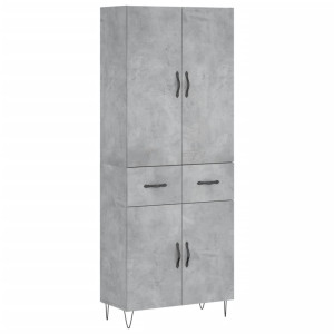 Aparador alto madera contrachapada gris hormigón 69.5x34x180 cm H