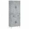 Aparador alto madera contrachapada gris hormigón 69.5x34x180 cm 2