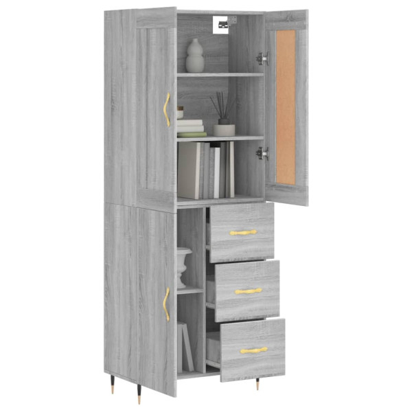 Aparador alto madera contrachapada gris sonoma 69.5x34x180 cm M 3