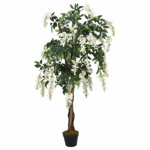 Árbol de wisteria artificial 1260 hojas verde y blanco 180 cm H