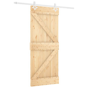 Puerta corredera con herrajes madera maciza de pino 80x210 cm H