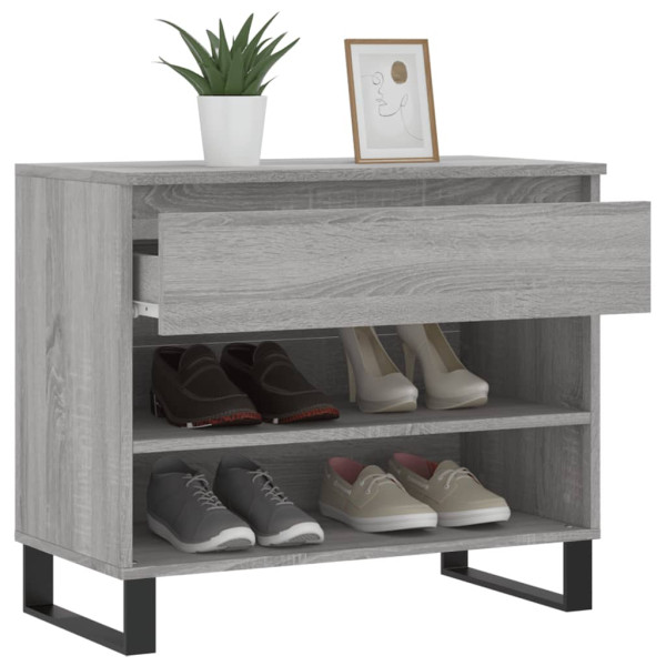 Mueble zapatero madera contrachapada gris hormigón 70x36x60 cm M 4