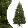 Árbol de Navidad artificial con bisagras y soporte verde 210 cm 1