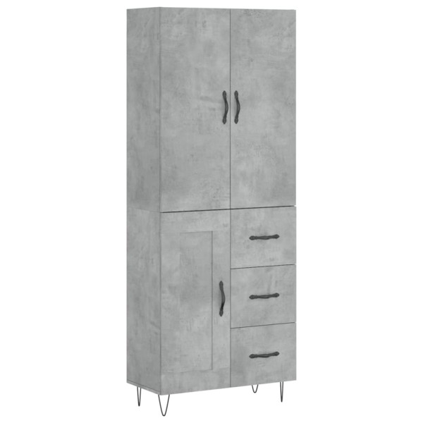 Aparador alto madera contrachapada gris hormigón 69.5x34x180 cm M 2