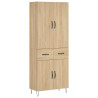 Aparador alto madera contrachapada color roble 69.5x34x180 cm 2