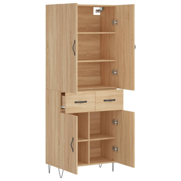 Aparador alto madera contrachapada color roble 69.5x34x180 cm M 4