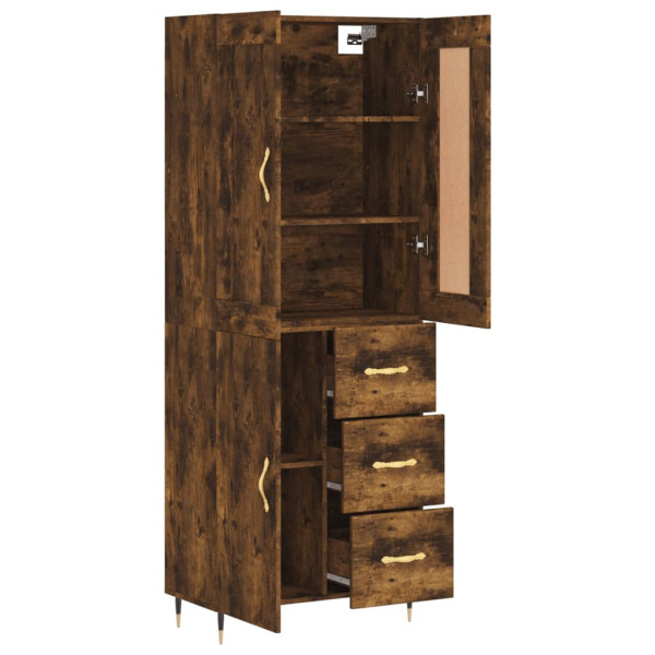 Aparador alto madera contrachapada roble ahumado 69.5x34x180 cm M 4