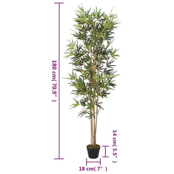 Árvore de bambu artificial 1104 folhas 180 cm verde M 4