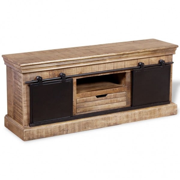 Mueble para la televisión de madera maciza mango 110x30x45 cm M 3