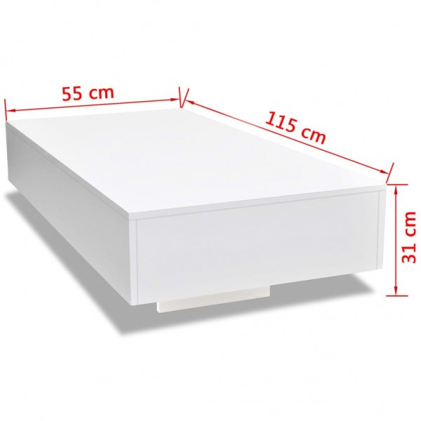 Mesa de centro rectangular de fibra de vidrio blanco brillante M 5