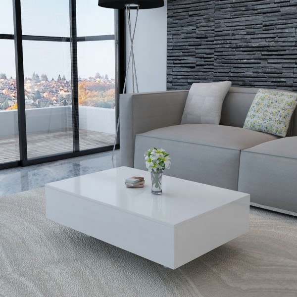Mesa de centro rectangular blanco con brillo M 5