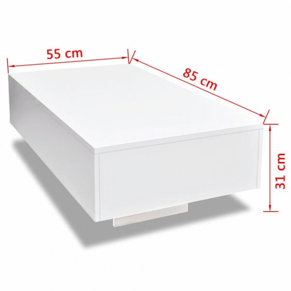 Mesa de centro rectangular blanco con brillo M 4