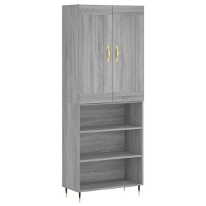 Aparador alto madera contrachapada gris sonoma 69.5x34x180 cm H