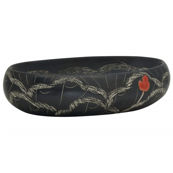 Lavatório de bancada oval 59x40x15 cm cerâmica preto M 2