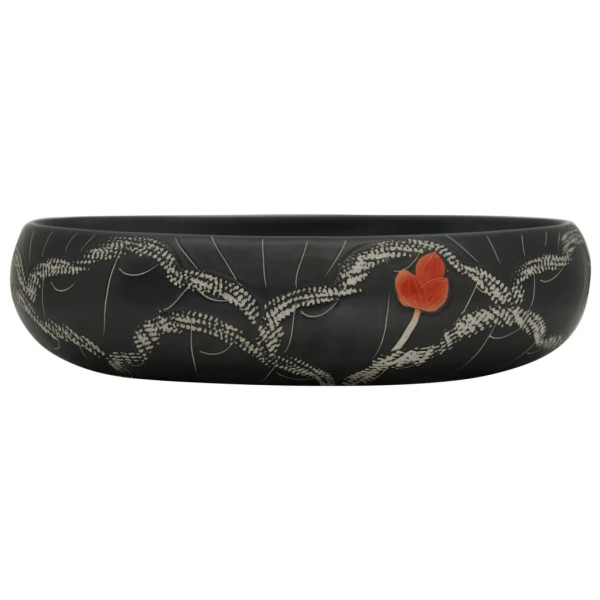 Lavatório de bancada oval 59x40x15 cm cerâmica preto M 3