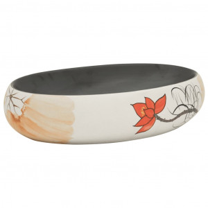 Lavabo sobre encimera ovalado cerámica multicolor 59x40x15 cm H