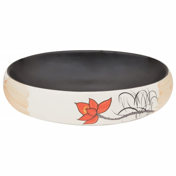 Lavatório de bancada oval 59x40x15 cm cerâmica multicor M 4