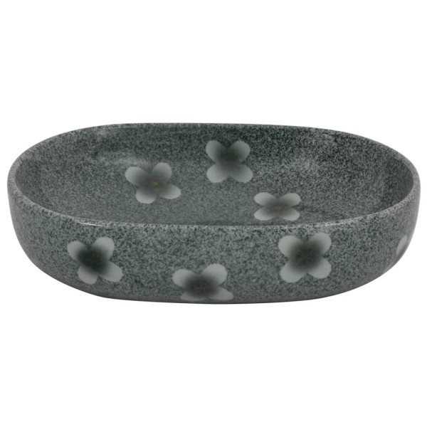 Lavatório de bancada oval 59x40x14 cm cerâmica azul M 4