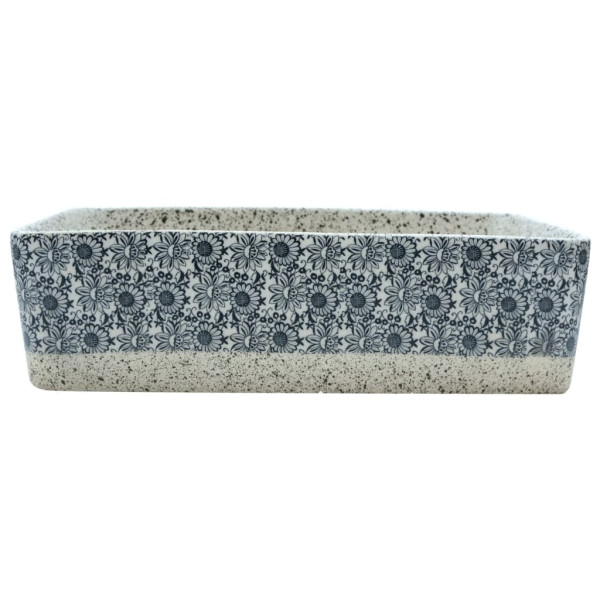 Lavatório bancada retangular 46x35.5x13 cm cerâmica cinza/azul M 3