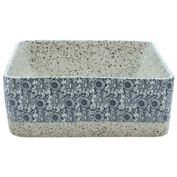 Lavatório bancada retangular 46x35.5x13 cm cerâmica cinza/azul M 5