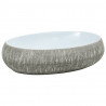 Lavatório de bancada oval 59x40x15 cm cerâmica cinza e azul 2