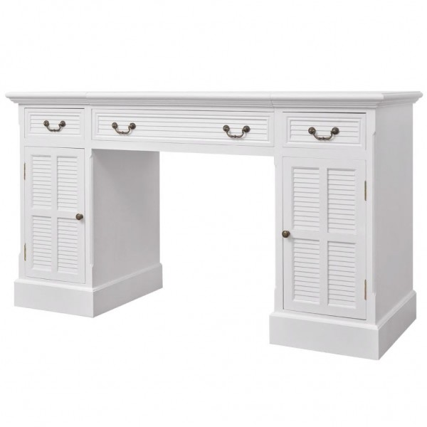 Secretária de base dupla estilo pedestal 140x48x80 cm branco M 3