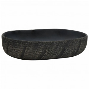 Lavatório de bancada oval 59x40x14 cm cerâmica preto H
