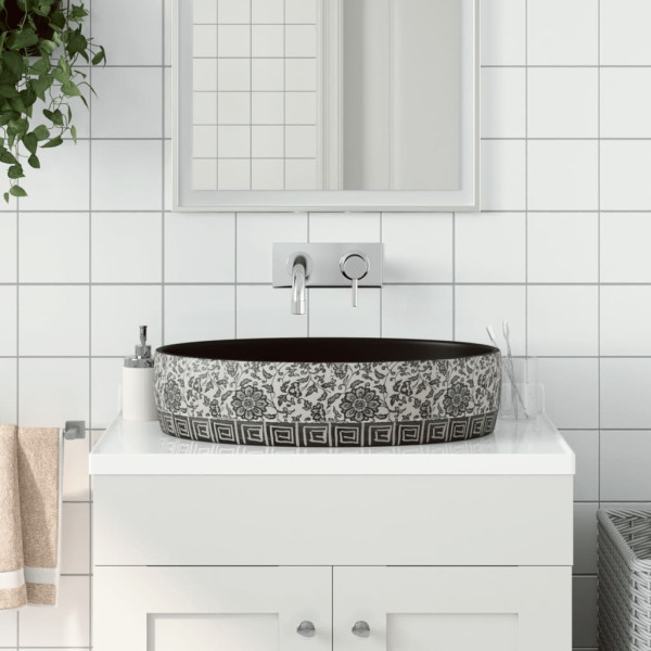 Lavabo de encimera ovalado cerámica negro azul 56.5x36.5x13.5cm D