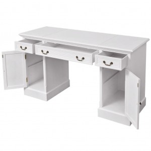 Secretária de base dupla estilo pedestal 140x48x80 cm branco H