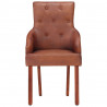 Sillas de comedor 4 unidades cuero auténtico de cabra marrón 3