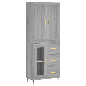 Aparador alto madera contrachapada gris sonoma 69.5x34x180 cm H