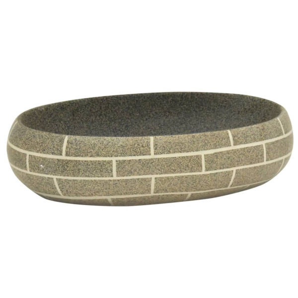 Lavatório de bancada oval 59x40x15 cm cerâmica multicor M 2